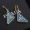 Prada Triangle Logo Pendant Earrings In Metal with Crystals Gold/Blue