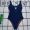 Prada Triangle Logo Swimsuit Women Lycra Navy Blue