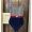 Prada Triangle Logo Tricolor Swimsuit Women Lycra Grey/Navy Blue