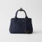 Prada 1BA038 Jardiniere Mini Handbag in Cotton Canvas Blue