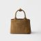 Prada 1BA038 Jardiniere Mini Handbag in Cotton Canvas Brown