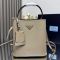 Prada 1BA212 Panier Medium Bag in Saffiano Leather with Leather Key Ring Beige