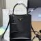 Prada 1BA212 Panier Medium Bag in Saffiano Leather with Leather Key Ring Black