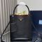 Prada 1BA212 Panier Medium Bag in Saffiano Leather with Leather Key Ring Black/Red