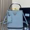 Prada 1BA212 Panier Medium Bag in Saffiano Leather with Leather Key Ring Blue