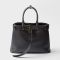 Prada 1BA416 Buckle Large Handbag with Belt in Leather Black