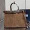 Prada 1BA416 Buckle Large Handbag with Belt in Suede Brown