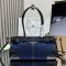 Prada 1BA426 Bonnie Medium Handbag in Denim and Leather Blue/Black