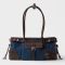 Prada 1BA426 Bonnie Medium Handbag in Denim and Leather Blue/Coffee