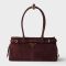 Prada 1BA426 Bonnie Medium Handbag in Suede Burgundy