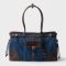 Prada 1BA433 Bonnie Large Handbag in Denim and Leather Blue/Coffee