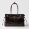 Prada 1BA433 Bonnie Large Handbag in Leather Dark Brown