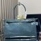 Prada 1BA433 Bonnie Large Handbag in Leather Teal