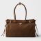 Prada 1BA433 Bonnie Large Handbag in Nubuck Leather Brown