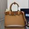 Prada 1BA434 Buckle Medium Handbag with Crocodile Belt in Leather Brown