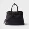 Prada 1BA434 Buckle Medium Handbag with Belt in Leather Black
