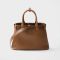Prada 1BA434 Buckle Medium Handbag with Belt in Leather Brown