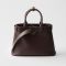 Prada 1BA434 Buckle Medium Handbag with Belt in Leather Coffee