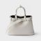 Prada 1BA434 Buckle Medium Handbag with Belt in Leather White