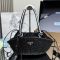 Prada 1BA463 Small Crochet Bag in Raffia and Cotton Black