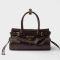 Prada 1BA486 Bonnie Mini Handbag in Leather Dark Brown