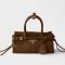 Prada 1BA486 Bonnie Mini Handbag in Suede Brown