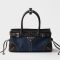 Prada 1BA486 Bonnie Mini Handbag in Denim and Leather Blue/Black