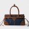 Prada 1BA486 Bonnie Mini Handbag in Denim and Leather Blue/Brown