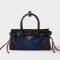 Prada 1BA486 Bonnie Mini Handbag in Denim and Leather Blue/Coffee