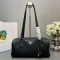 Prada 1BB127 Medium Top-Handle Bag in Leather with Padlock Black