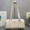 Prada 1BB127 Medium Top-Handle Bag in Leather with Padlock White