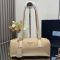 Prada 1BB127 Medium Top-Handle Bag in Re-Nylon and Leather with Padlock Beige