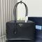 Prada 1BB131 Large Top-Handle Bag in Re-Nylon and Leather Black