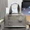 Prada 1BB148 Large Top-Handle Bag in Leather Grey