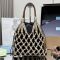 Prada 1BC111 Noue Medium Macrame Bag in Cotton Black