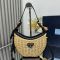 Prada 1BC202 Arque Bag in Wicker and Leather Beige/Black