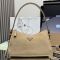 Prada 1BC229 Aimee Medium Shoulder Bag in Nubuck Leather Beige