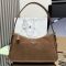 Prada 1BC229 Aimee Medium Shoulder Bag in Nubuck Leather Brown