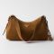 Prada 1BC229 Aimee Medium Shoulder Bag in Suede Brown