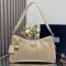 Prada 1BC232 Aimee Large Shoulder Bag in Re-Nylon and Leather with Padlock Beige