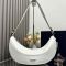 Prada 1BC255 Demi-Lune Shoulder Bag in Leather White