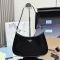 Prada 1BC499 Cleo Shoulder Bag in Shiny Leather Black