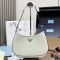 Prada 1BC499 Cleo Shoulder Bag in Shiny Leather White/Black