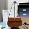 Prada 1BD311 Cleo Small Flap Shoulder Bag in Brushed Leather Brown