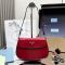 Prada 1BD311 Cleo Small Flap Shoulder Bag in Brushed Leather Red