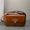 Prada 1BD339 Shoulder Bag in Shiny Leather Brown