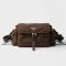 Prada 1BD394 Explore Medium Shoulder Bag with Flap in Re-Nylon Taupe
