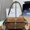 Prada 1BD394 Explore Medium Shoulder Bag with Flap in Suede Brown