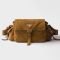 Prada 1BD394 Explore Medium Shoulder Bag with Flap in Suede Camel