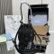 Prada 1BE068 Mini Crochet Bucket Bag in Raffia and Leather with Cotton Rope Handle Black